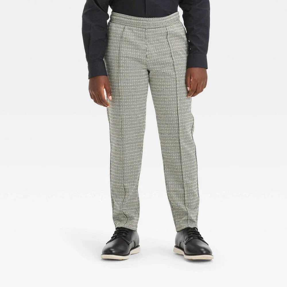 Boys' Houndstooth Print Knit Pull On Tapered Pants - Cat & Jack Brown Size 6